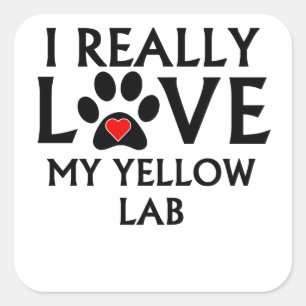Adesivo Quadrado Eu amo realmente meu laboratório amarelo
