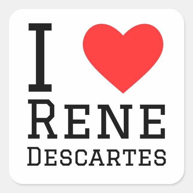 Adesivo Quadrado Eu amo Rene Descartes (Frente)