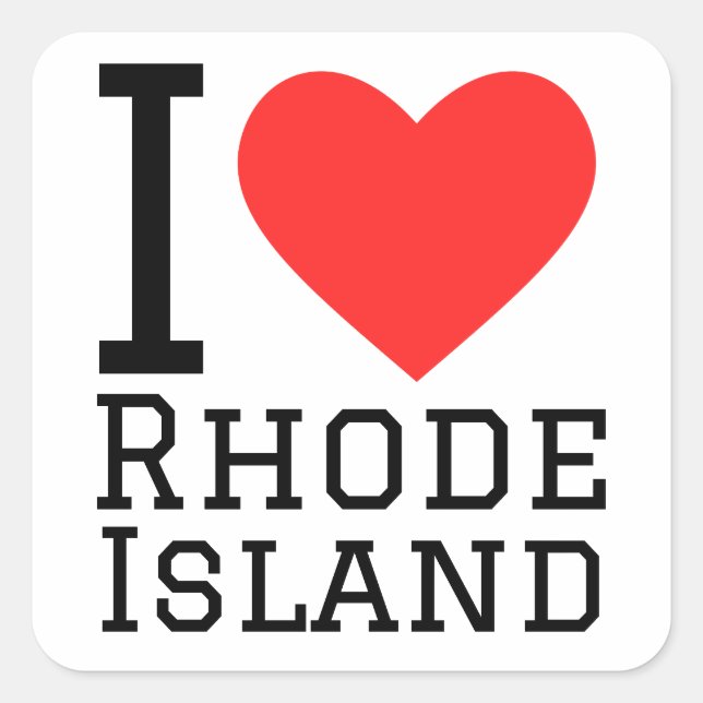 Adesivo Quadrado Eu amo Rhode Island (Frente)