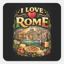 Adesivo Quadrado Eu Amo Roma