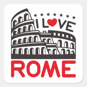 Adesivo Quadrado Eu amo Roma Itália Colosseum Viagem