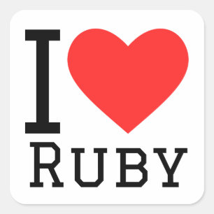 Adesivo Quadrado Eu amo Ruby