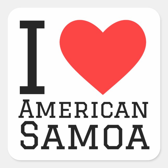 Adesivo Quadrado Eu amo Samoa Americana (Frente)