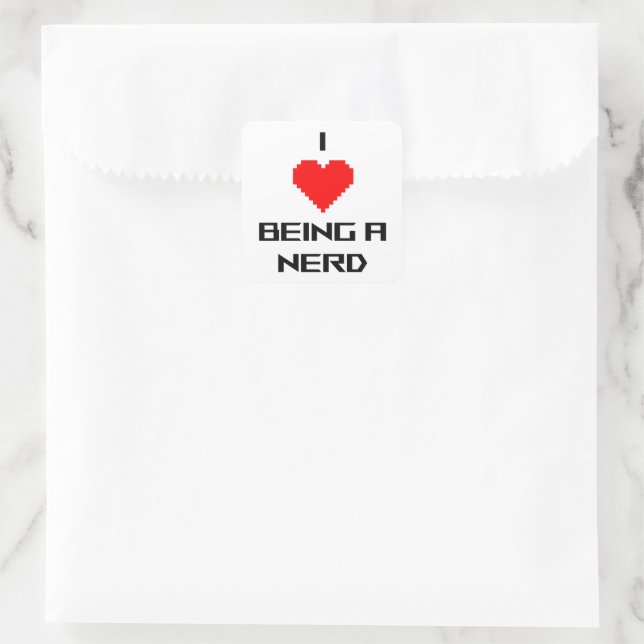Adesivo Quadrado Eu Amo Ser Nerd (Bolsa)