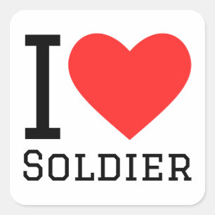 Adesivo Quadrado Eu amo soldado