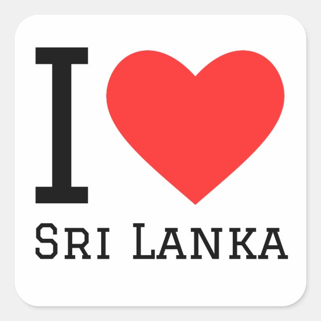 Adesivo Quadrado Eu amo Sri Lanka (Frente)