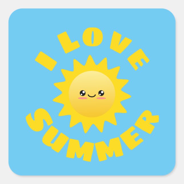 Adesivo Quadrado Eu amo Summer (Frente)
