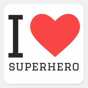 Adesivo Quadrado Eu amo super-herói