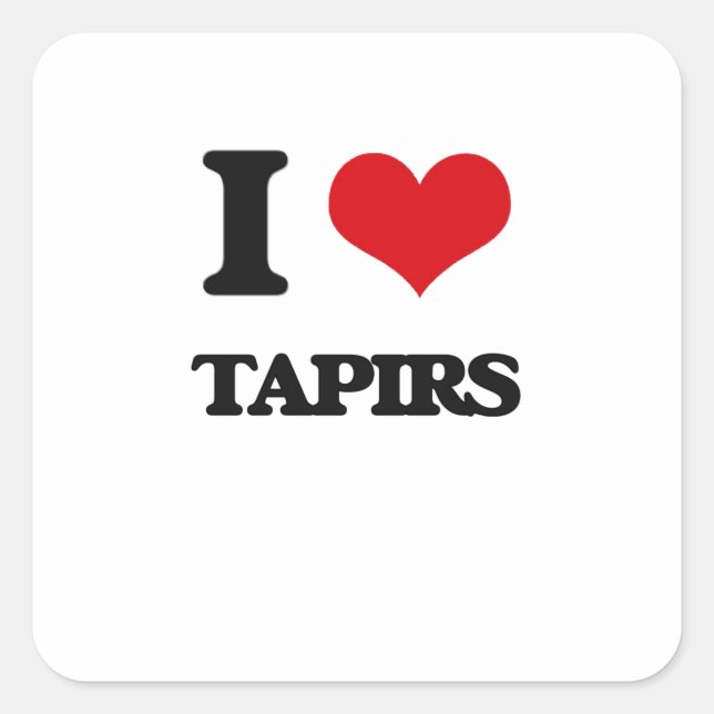 Adesivo Quadrado Eu amo Tapirs (Frente)
