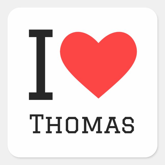 Adesivo Quadrado Eu amo Thomas (Frente)