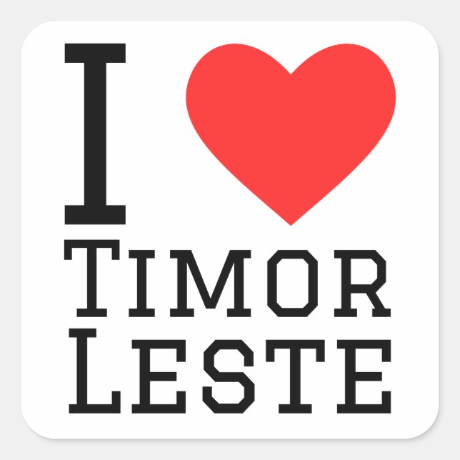 Adesivo Quadrado Eu amo Timor leste (Frente)