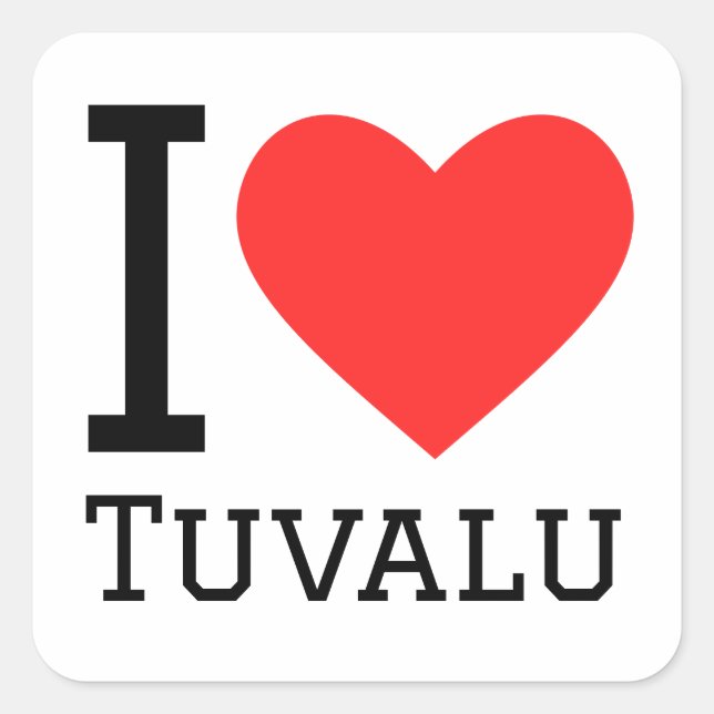 Adesivo Quadrado Eu amo Tuvalu (Frente)