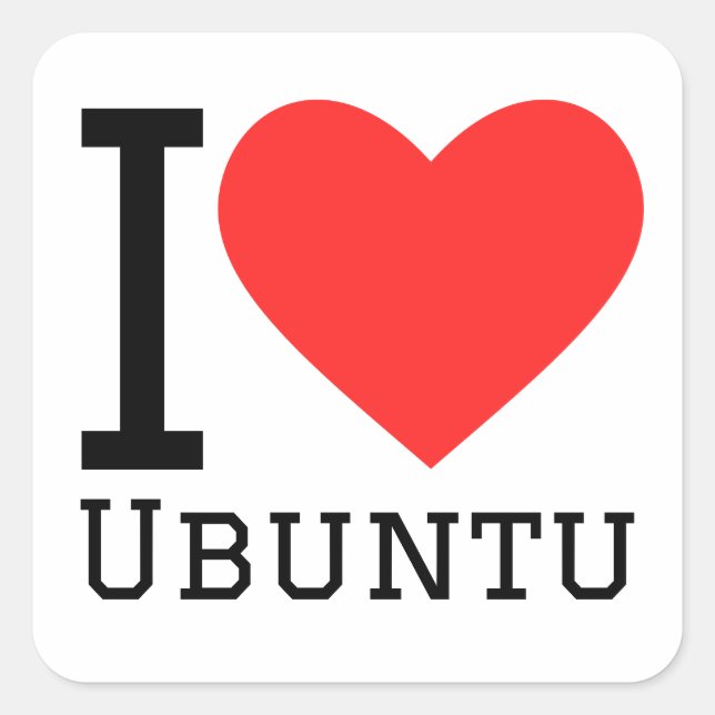 Adesivo Quadrado Eu amo ubuntu (Frente)