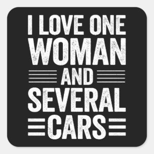 Adesivo Quadrado Eu Amo Uma Mulher E Vários Carros Presente Para Ho
