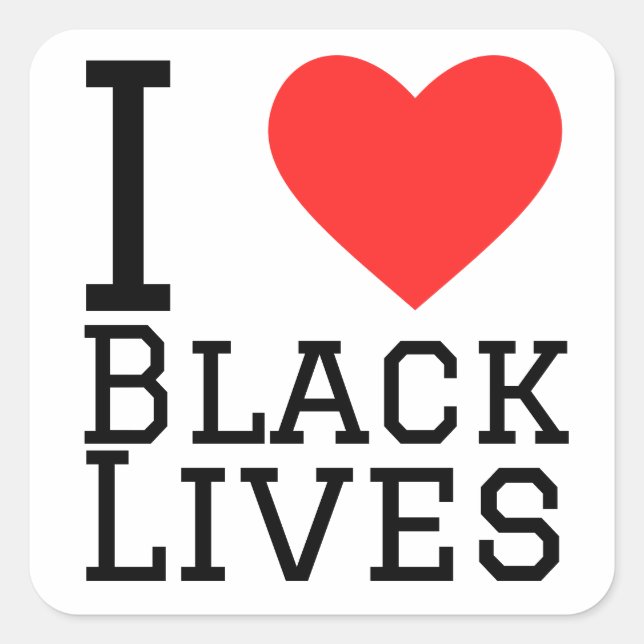 Adesivo Quadrado Eu amo vidas negras (Frente)