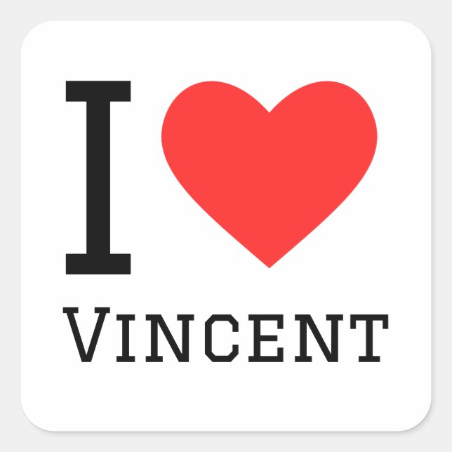 Adesivo Quadrado Eu amo Vincent (Frente)