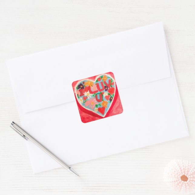 Adesivo Quadrado Eu Amo Você (Envelope)
