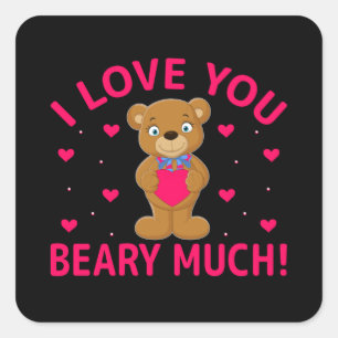 Adesivo Quadrado Eu Amo Você Beber Muito Urso Teddy