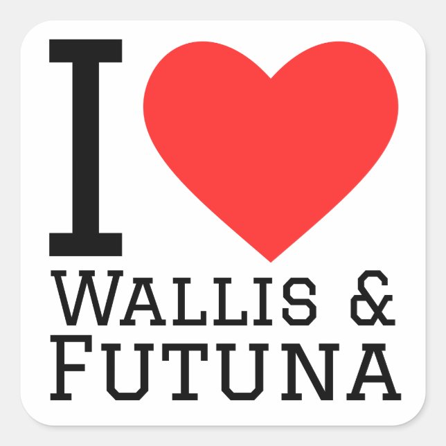 Adesivo Quadrado Eu amo Wallis e Futuna (Frente)