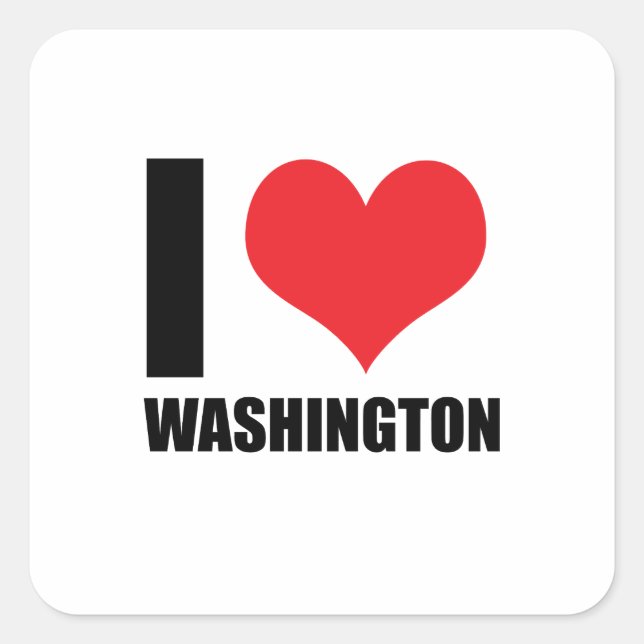 Adesivo Quadrado Eu amo Washington (Frente)