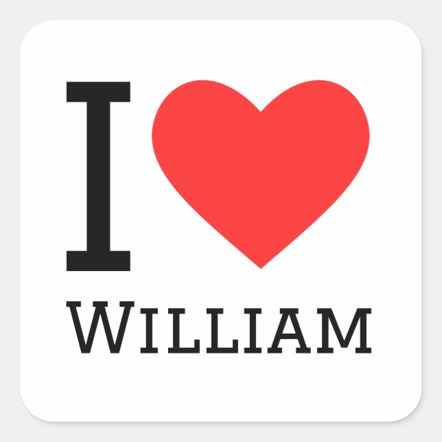 Adesivo Quadrado Eu amo william (Frente)
