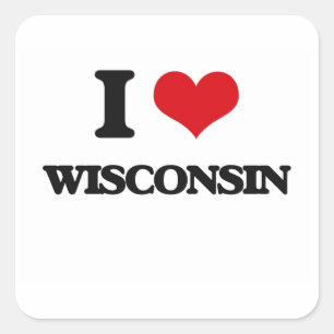 Adesivo Quadrado Eu Amo Wisconsin