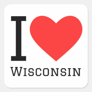 Adesivo Quadrado Eu amo Wisconsin
