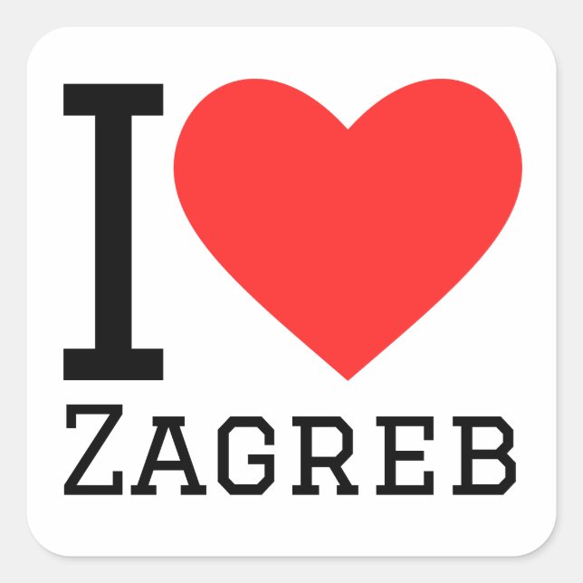 Adesivo Quadrado Eu amo Zagreb (Frente)