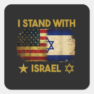 Adesivo Quadrado Eu Apoio Israel Bandeira da América