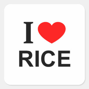 Adesivo Quadrado Eu ❤️ ARROZ Eu AMO ARROZ Eu ADORO ARROZ