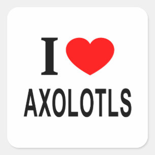 Adesivo Quadrado Eu ❤️ AXOLOTLS Eu AMO AXOLOTLS Eu ADORO AXOLOTLS