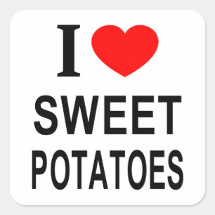 Adesivo Quadrado Eu ❤️ BATATA DOCE Eu AMO BATATA DOCE Eu ADORO