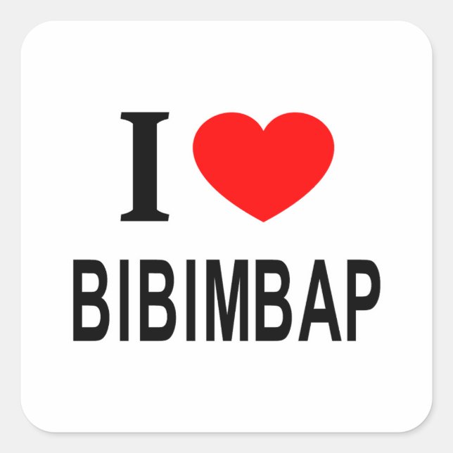 Adesivo Quadrado Eu ❤️ BIBIMBAP Eu adoro BIBIMBAP I HEARBAP (Frente)