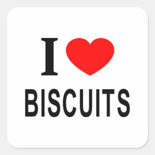 Adesivo Quadrado Eu ❤️ BISCOITOS Eu AMO BISCOITOS Eu ADORO BISCOITO