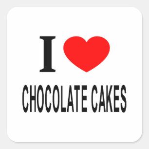Adesivo Quadrado Eu ❤️ BOLOS DE CHOCOLATE Eu AMO BOLOS DE CHOCOLATE