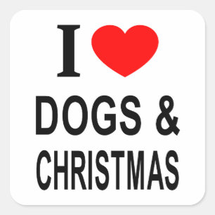 Adesivo Quadrado Eu ❤️ CÃES & NATAL EU AMO CÃES & NATAL EU AM