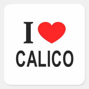 Adesivo Quadrado Eu ❤️ CALICO EU AMO CALICO EU ADORO CALICO PRAÇA S