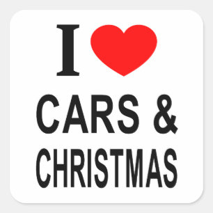 ADESIVO QUADRADO EU ❤️ CARROS E NATAL EU AMO CARROS E NATAL