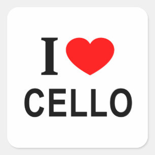 Adesivo Quadrado Eu ❤️ CELLO Eu AMO CELLO Eu ADORO CELLO