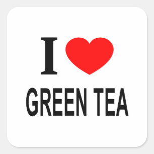 Adesivo Quadrado Eu ❤️ CHÁ VERDE Eu AMO CHÁ VERDE Eu ADORO CHÁ VERD