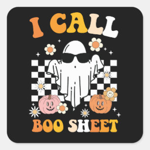 Adesivo Quadrado Eu Chamo Boo Sheet Halloween Retro Ghost