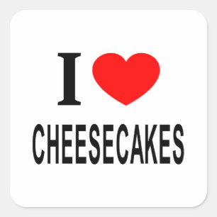 Adesivo Quadrado Eu ❤️ CHEESECAKES Eu AMO CHEESECAKES Eu ADORO CHEE