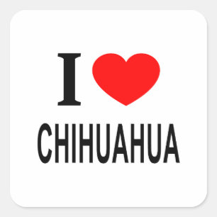 Adesivo Quadrado Eu ❤️ CHIHUAHUA Eu AMO CHIHUAHUA Eu ADORO CHIHUAHU