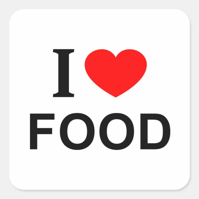 Adesivo Quadrado Eu ❤️ COMIDA Eu AMO COMIDA Eu ADORO COMIDA (Frente)