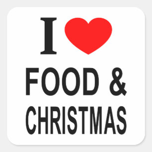Adesivo Quadrado Eu ❤️ COMIDA & NATAL EU AMO COMIDA & NATAL EU