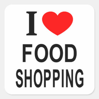 Adesivo Quadrado Eu ❤️ COMPRAS DE COMIDA Eu AMO COMPRAS DE COMIDA E