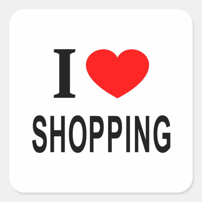 Adesivo Quadrado Eu ❤️ COMPRAS Eu AMO COMPRAS Eu ADORO COMPRAS (Frente)
