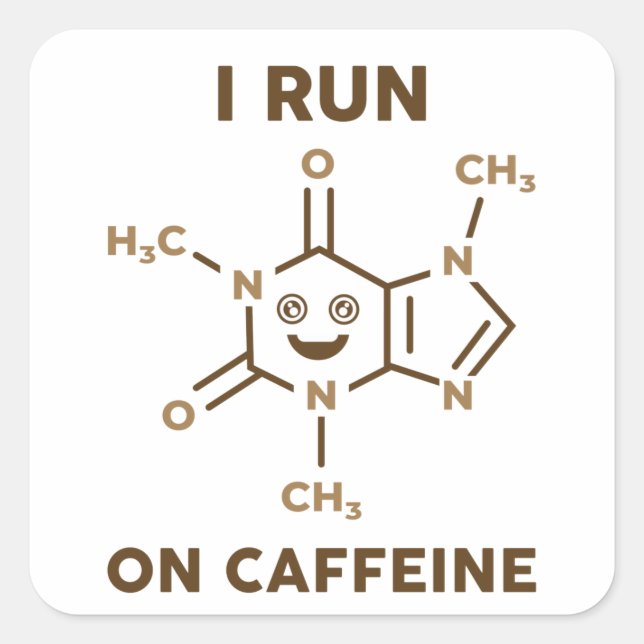 Adesivo Quadrado Eu Corro Na Caffeine Molecule (Frente)