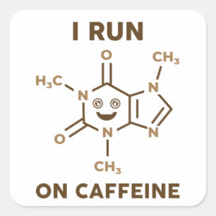 Adesivo Quadrado Eu Corro Na Caffeine Molecule