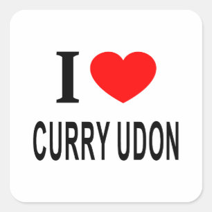 Adesivo Quadrado Eu ❤️ CURRY UDON Eu AMO CURRY UDON Eu ADORO CURRY